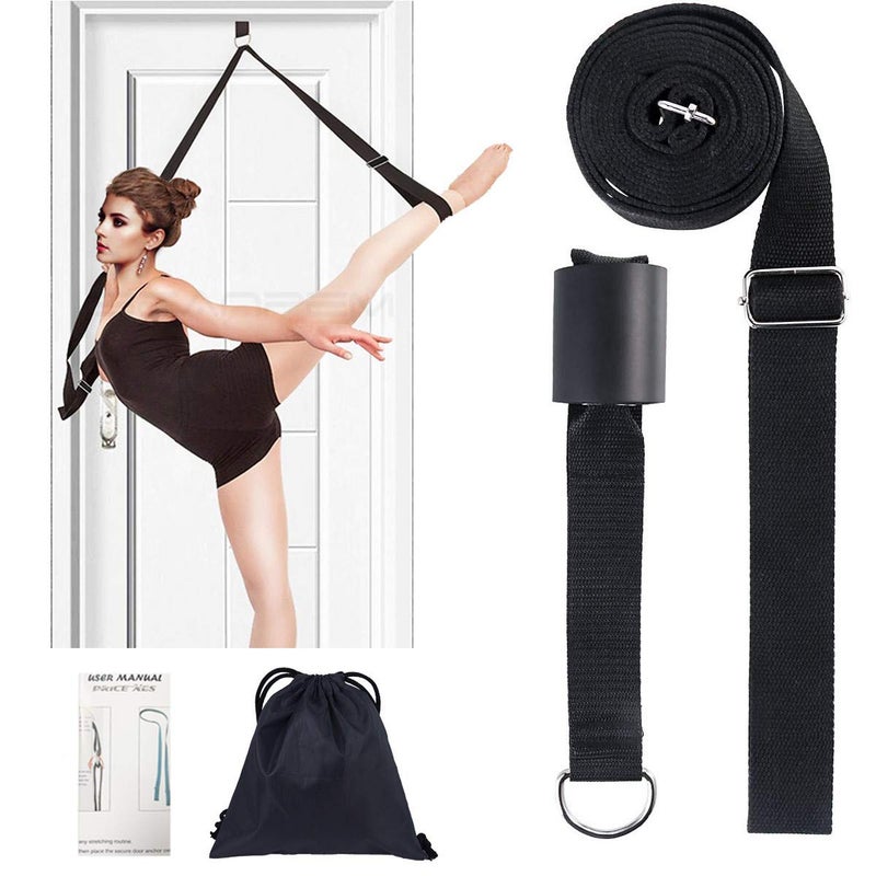 Price Xes Adjustable Leg Stretcher Lengthen Ballet Stretch Band - Easy Install on Door Flexibility Stretching Leg Strap Great Cheer Dance Gymnastics Trainer stretching equipment taekwondo Training (black) - Image 1